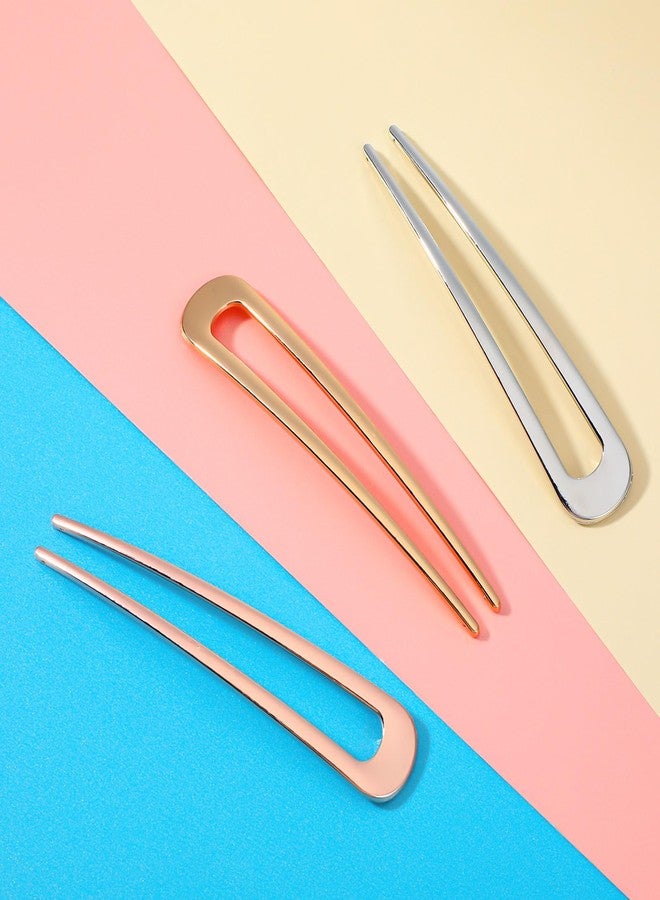 Thrymme 3Pcs French Hair Pins for Women, Hair Pins for Women Metal U-Shaped, 2 Prong Long Chignon Sticks, Secure Hold Hairs Accessories for Updos & Buns - Image 5
